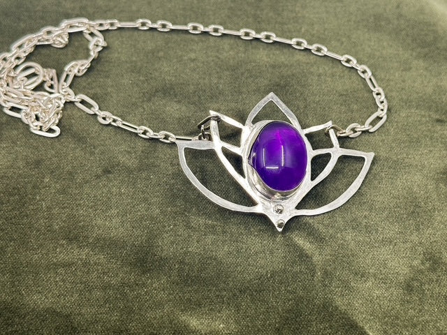 Amethyst Lotus Flower Pendant