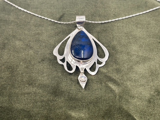 Labradorite luna moth pendant