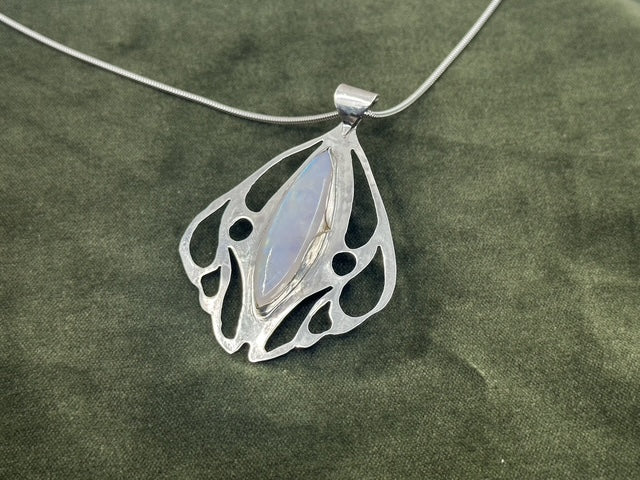 Moon Stone Luna Moth Pendant