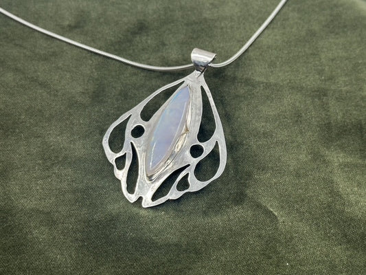 Moon Stone Luna Moth Pendant