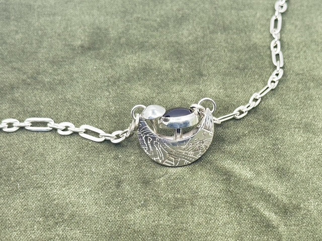 Moon Basket of Mushrooms Pendant