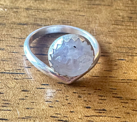 Moon carved moonstone wishbone ring