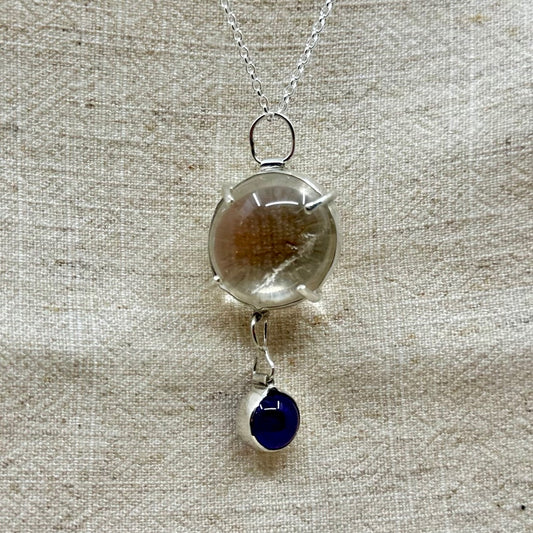 Clear Quartz and Amethyst spinner pendant