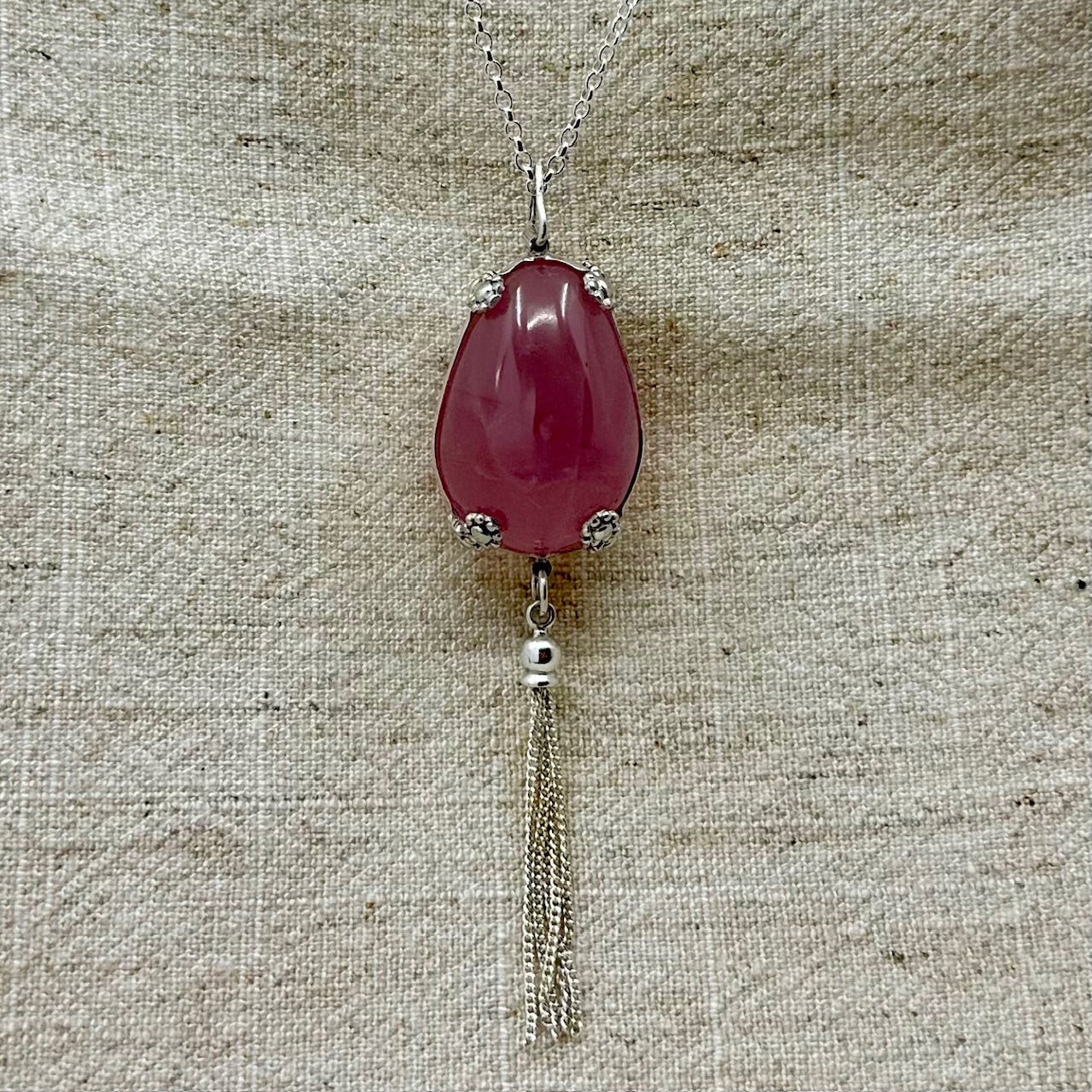 Folral Rose Quartz Egg pendant