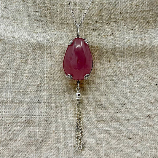Folral Rose Quartz Egg pendant