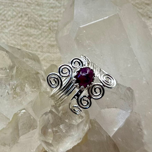 Pink Tourmaline Bohemian Spiral Ring