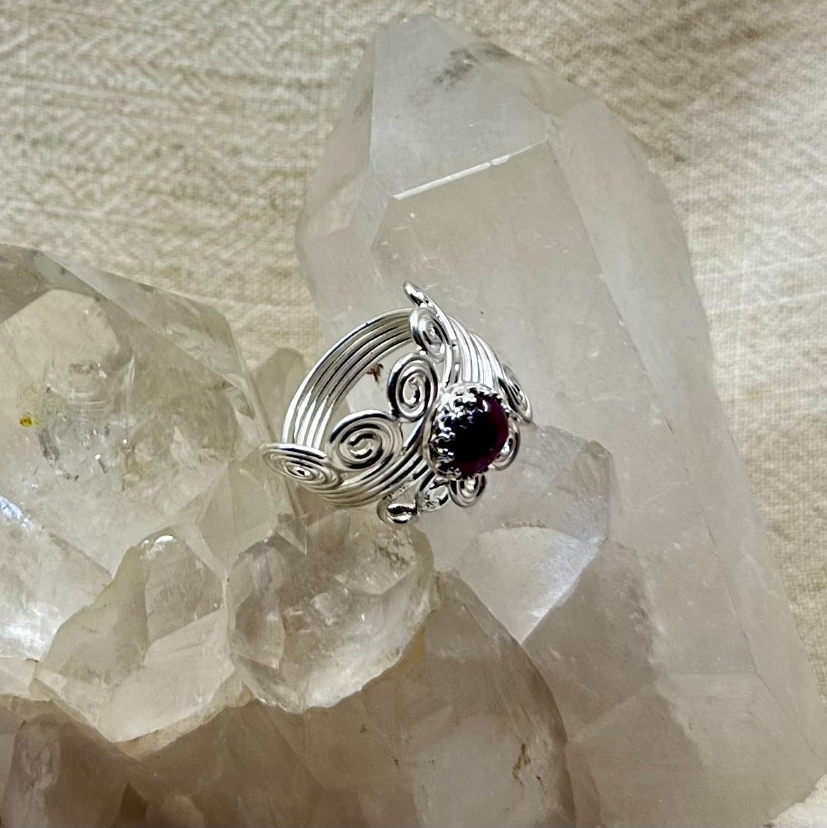 Pink Tourmaline Bohemian Spiral Ring