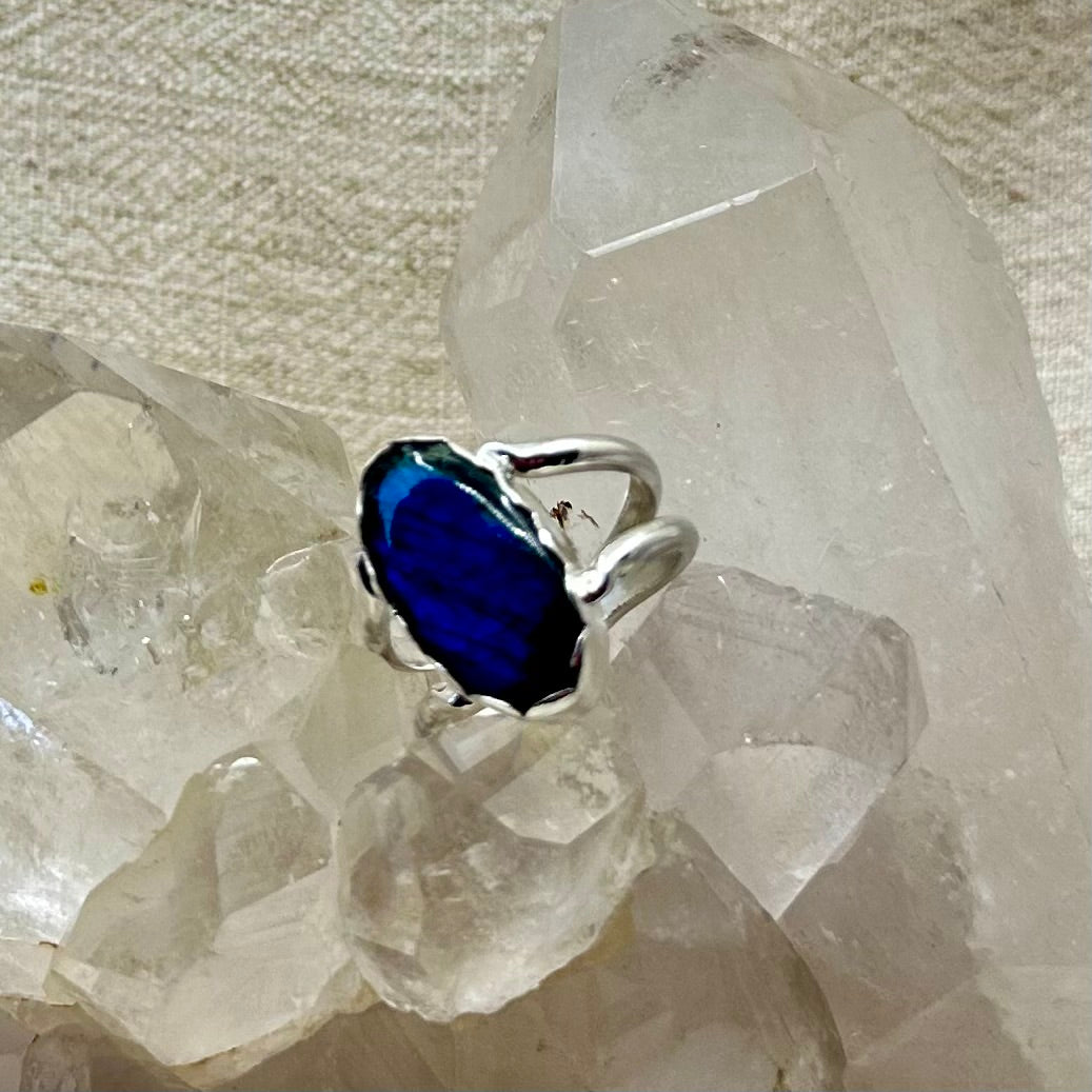 Labradorite Double Band Ring
