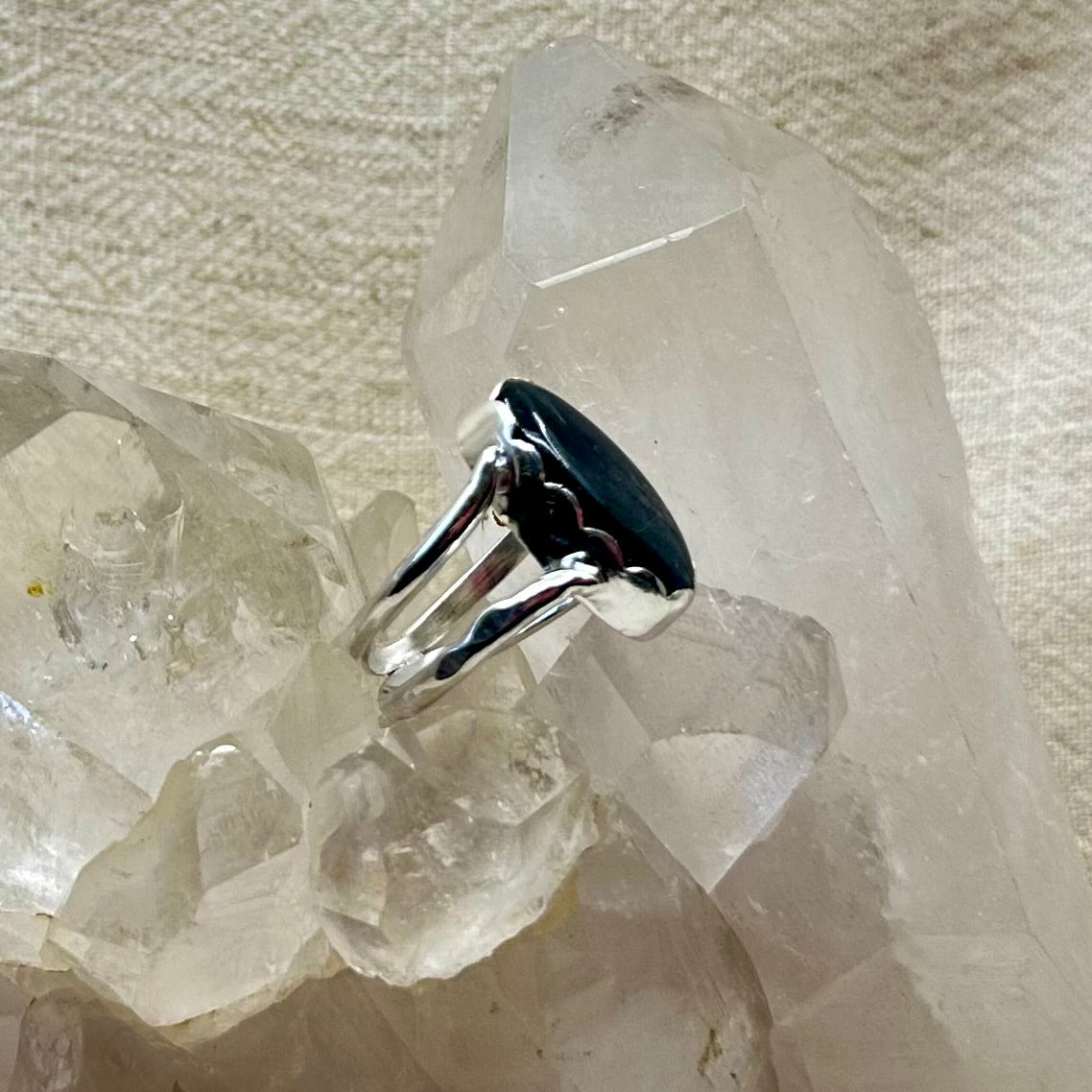Labradorite Double Band Ring