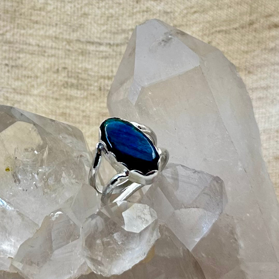 Labradorite Double Band Ring