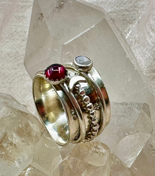 Triple Moon Spinner Ring