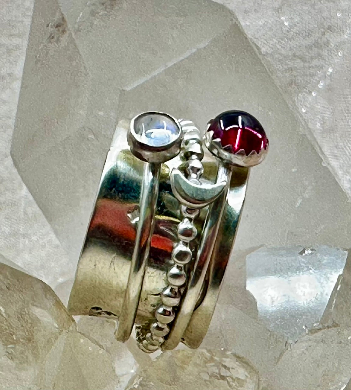 Triple Moon Spinner Ring