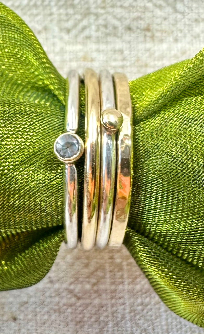 Gold and silver stacking rings