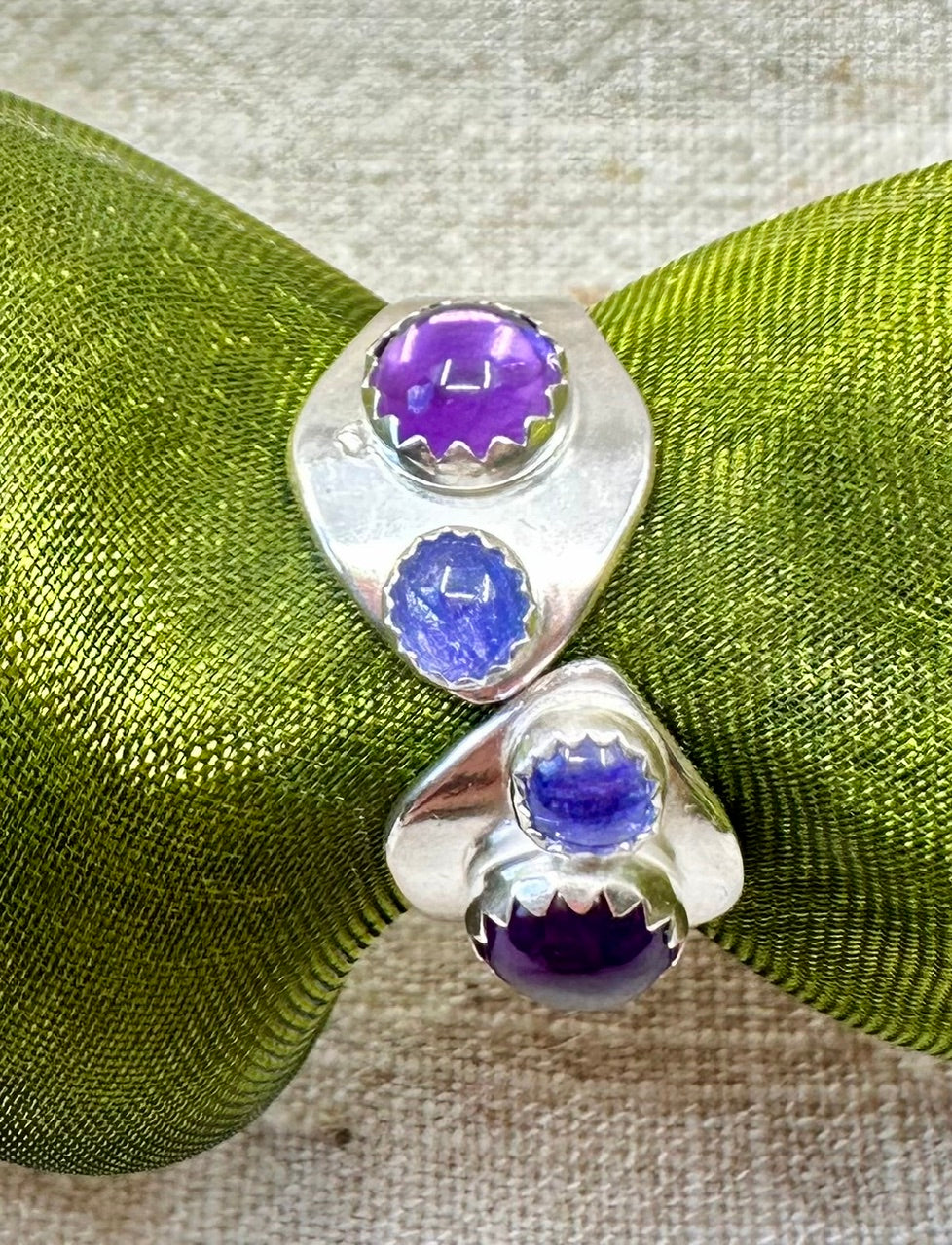 Tanzanite and amethyst wrap ring