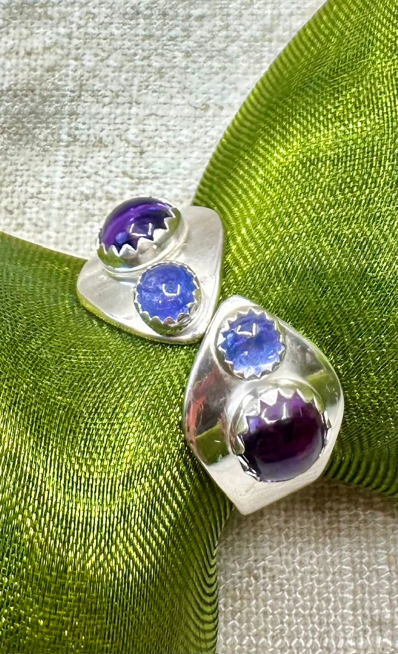 Tanzanite and amethyst wrap ring