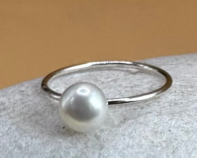 Ivory Pearl Delicate Stacking Ring