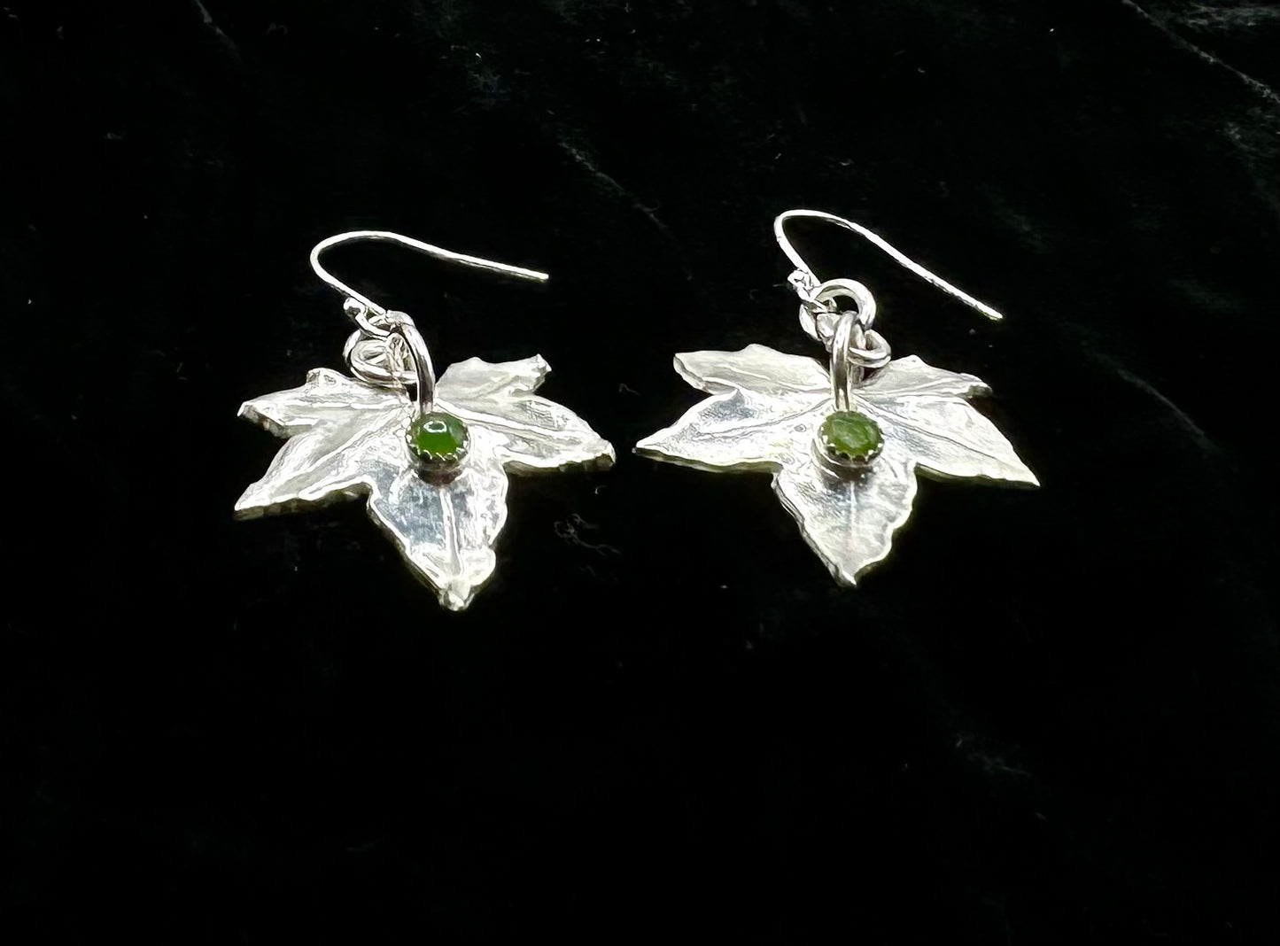 Silver and Nephrite Jade Ivy Earrings
