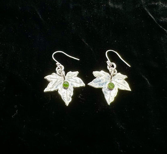 Silver and Nephrite Jade Ivy Earrings