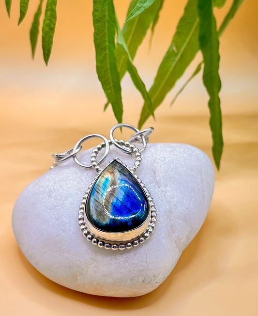 Labradorite Leaf Pendant