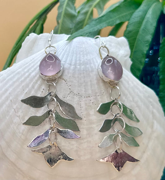 Lavender Chalcedony Fern Earrings