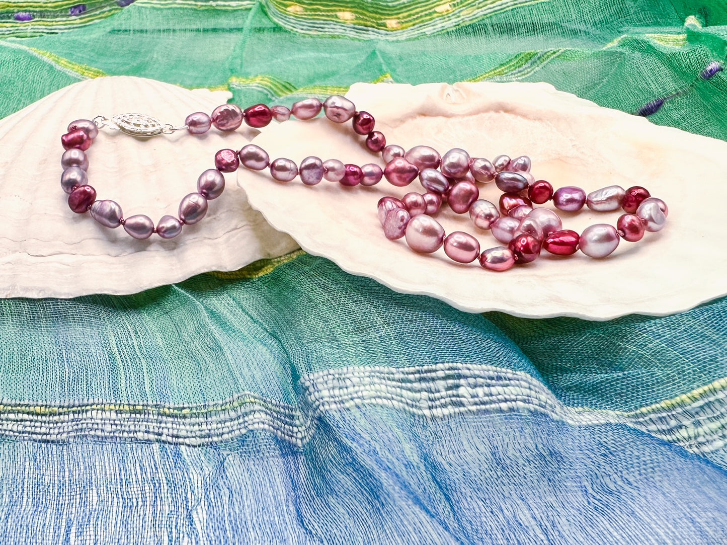 Lavender and Magenta Freshwater Pearls