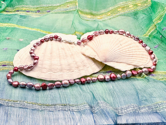 Lavender and Magenta Freshwater Pearls