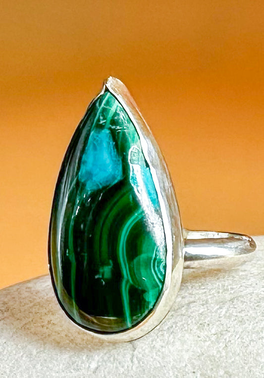 Malachite Drop Ring