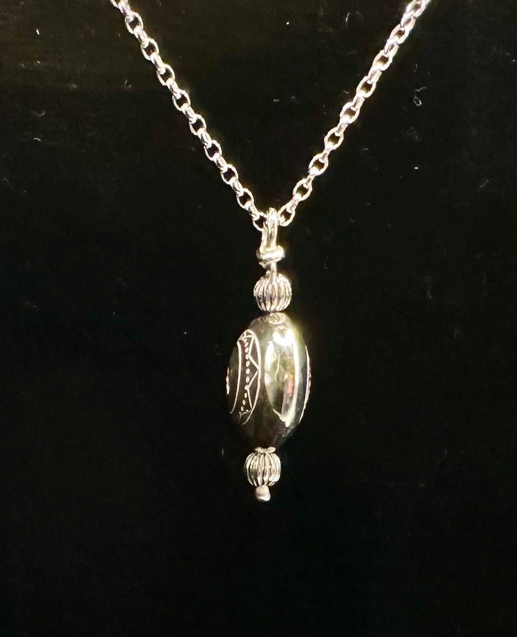 Silver Lentil Bead Pendant