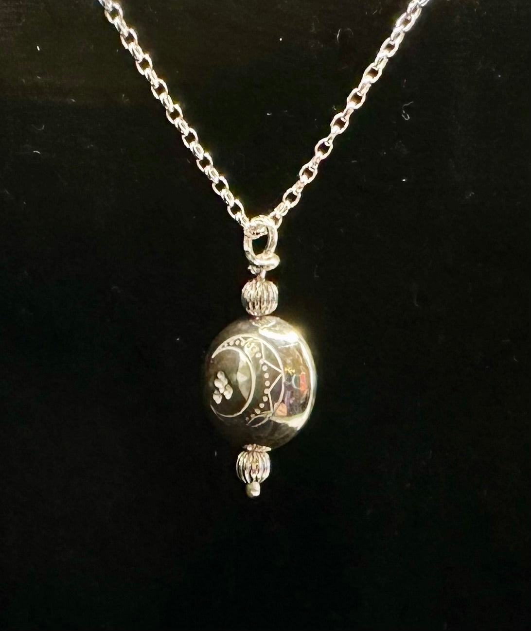 Silver Lentil Bead Pendant