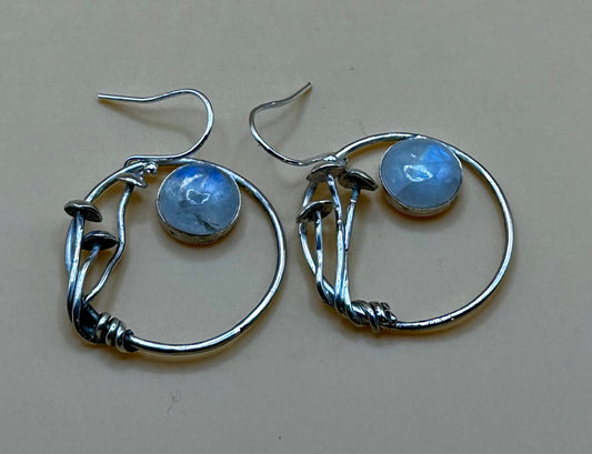 Moonlit Mushroom Hoop Earrings