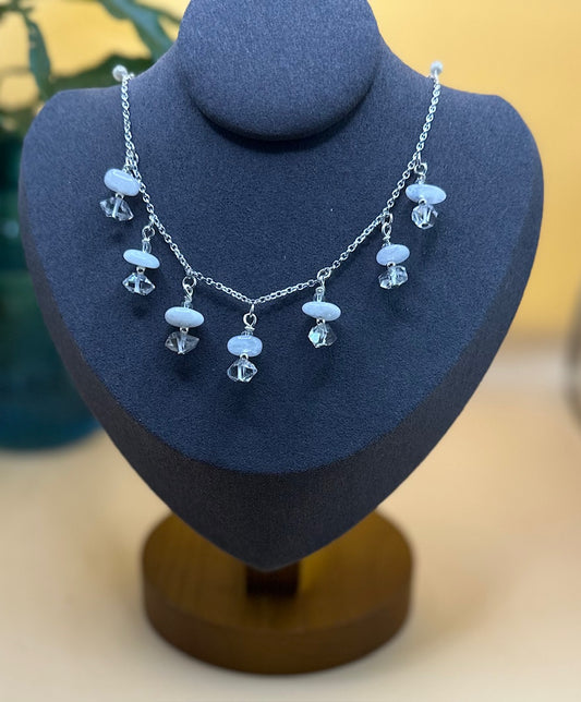 Moonstone and Herkimer Diamond Necklace