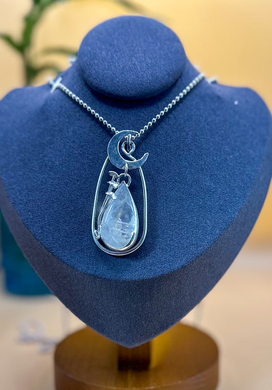 Moonstone and Mushroom Pendant
