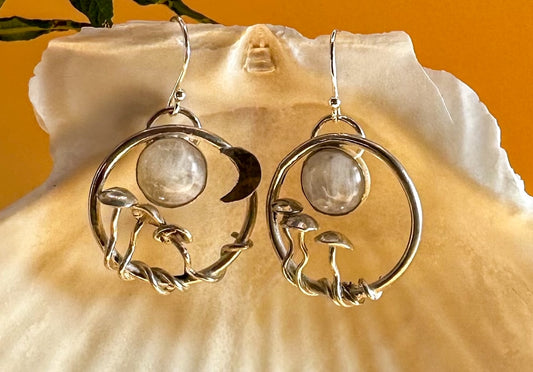 Moonstone Mushroom Earrings
