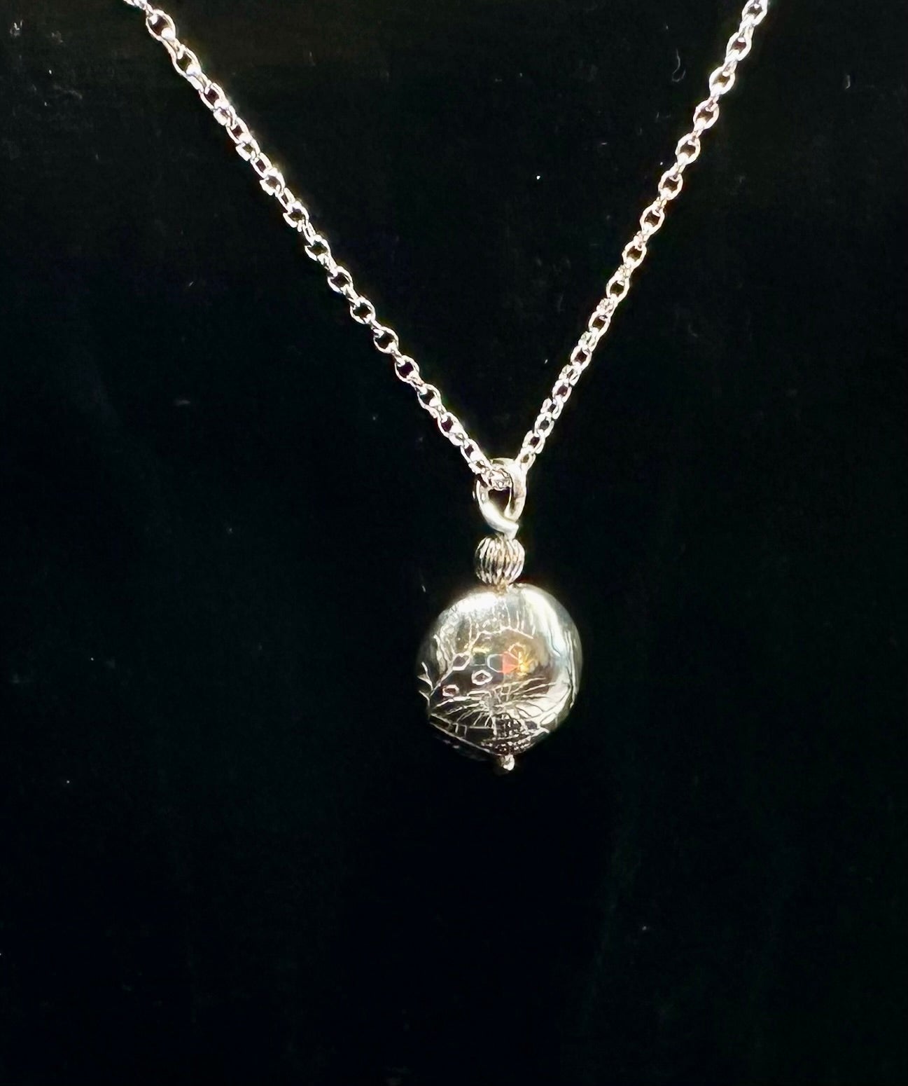 Silver Lentil Bead Pendant