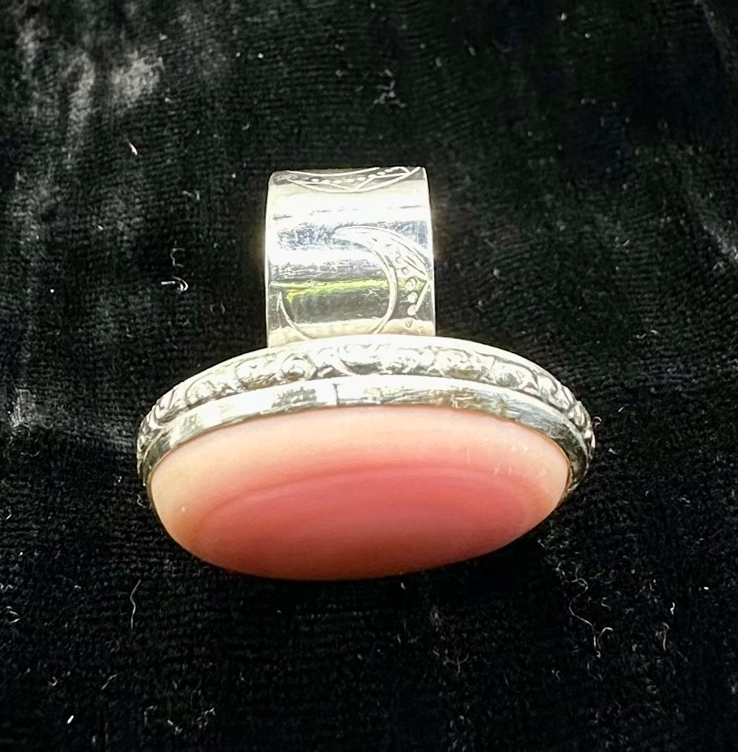 Pink Conch Shell Moon ring