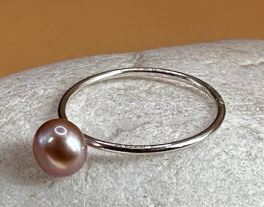 Pink Pearl Delicate Stacking Ring