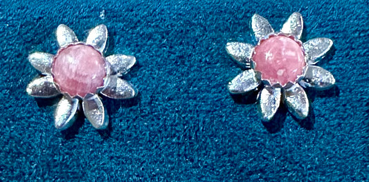 Rhodochrosite daisy earrings