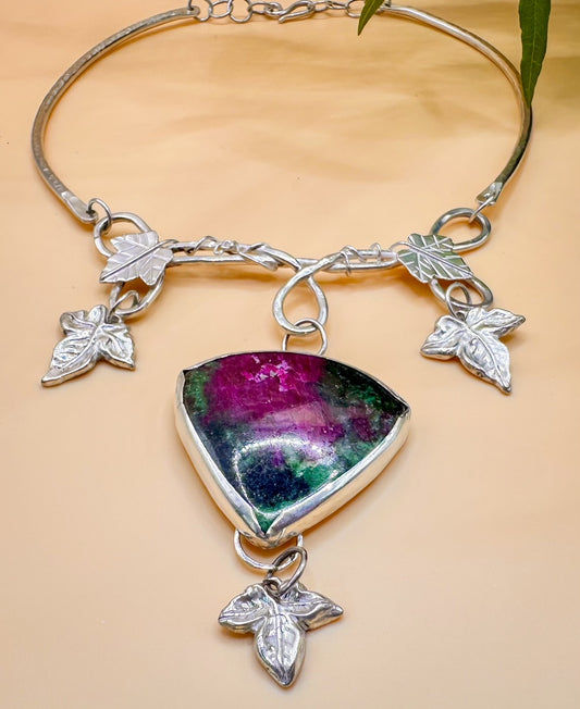 Ruby in Fuschite Ivy Statement Necklace