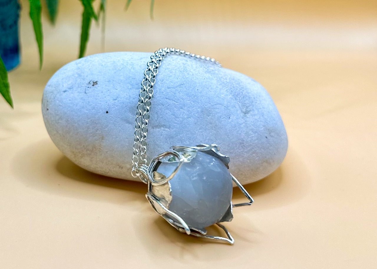 Selenite Flower Bud Pendant