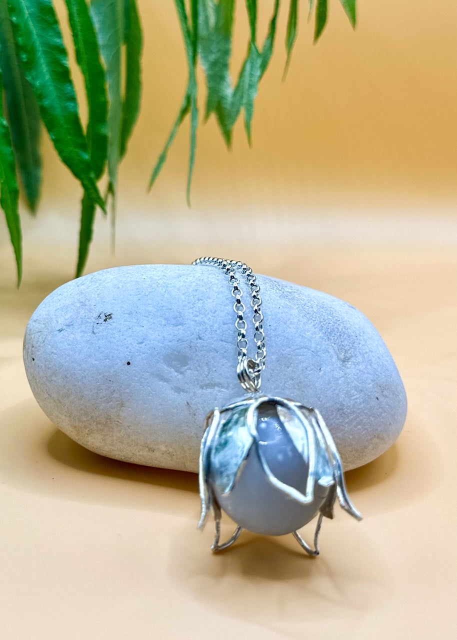 Selenite Flower Bud Pendant