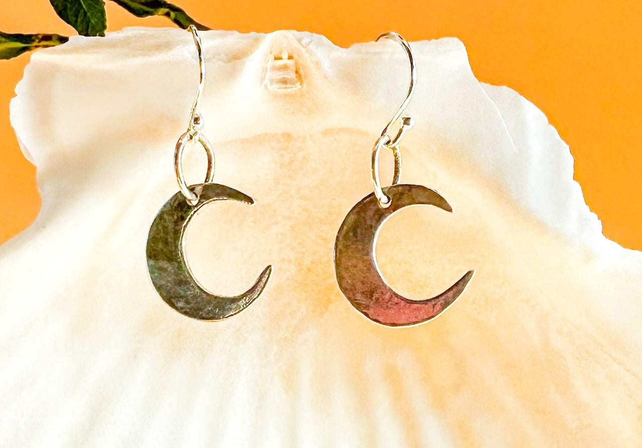 Silver Cescent Moon Earrings