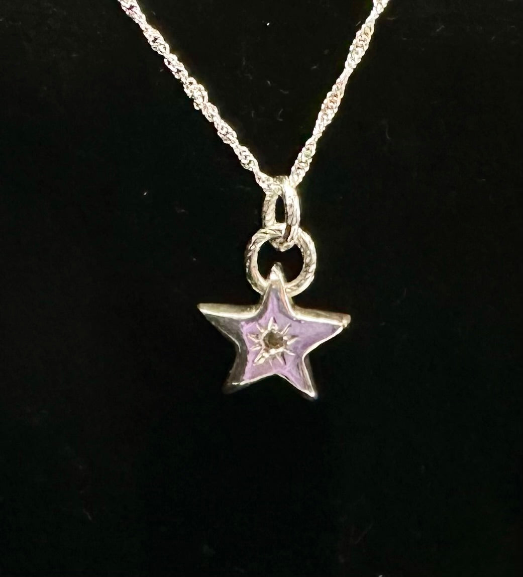 Silver Star and Crystal Necklace