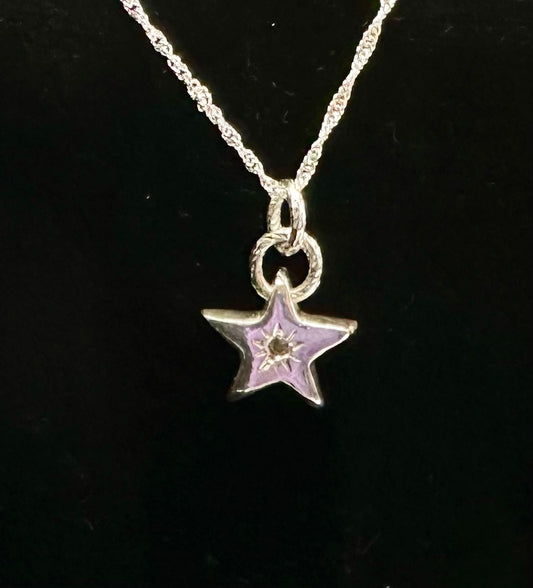 Silver Star and Crystal Necklace