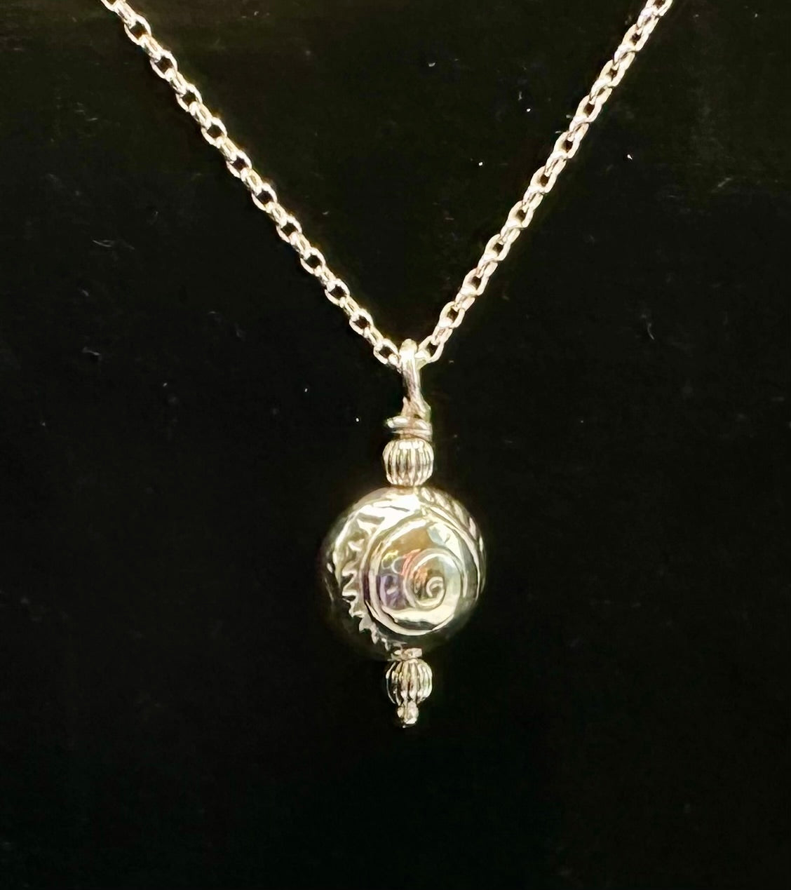 Silver Lentil Bead Pendant