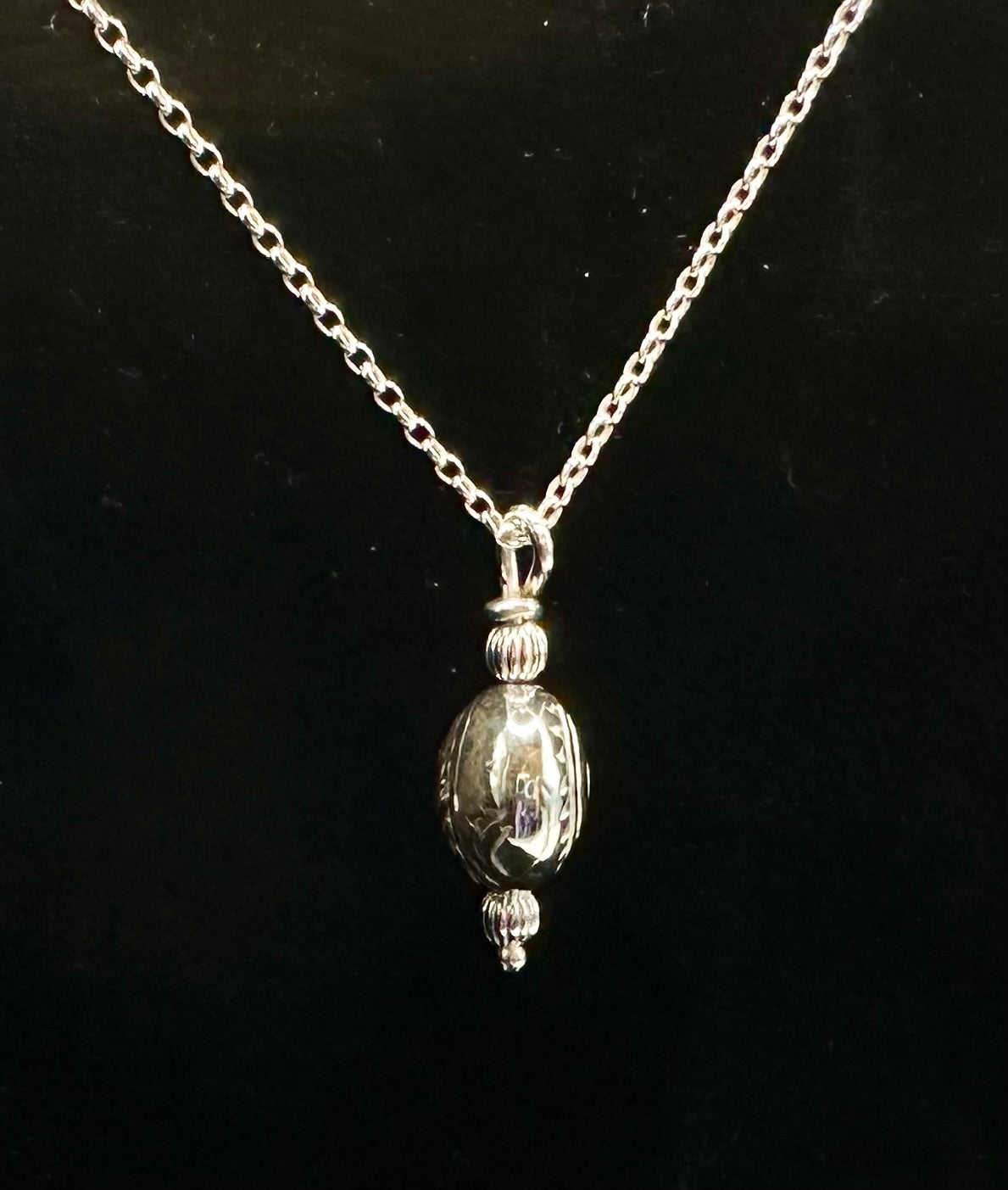 Silver Lentil Bead Pendant