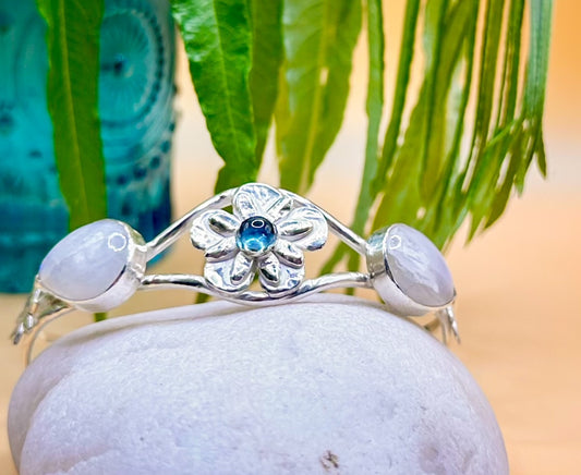 Floral Moonstone and Topaz bangle