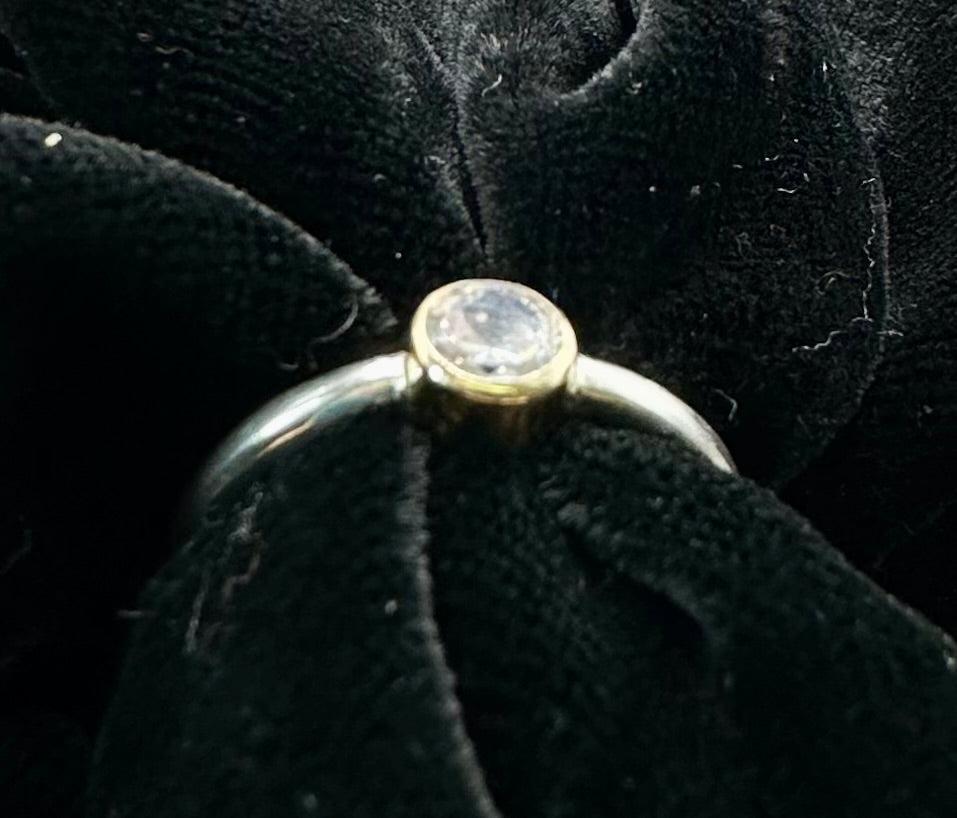 White Zircon Mixed Metal Ring