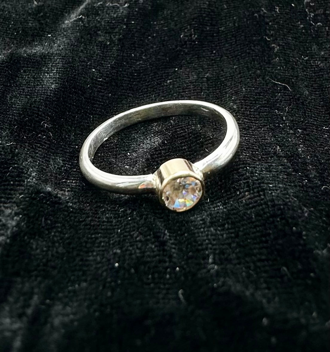 White Zircon Mixed Metal Ring