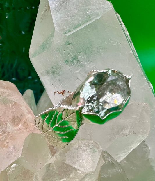 Green Amethyst Ash Leaf ring