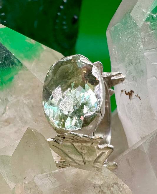 Green Amethyst Oak Leaf ring
